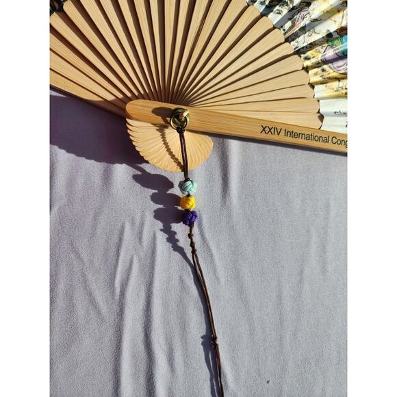 Korean Mulberry Paper Bamboo Hanji Hand Fan Congress Of Entomology GANGGANGSULAE - Picture 7 of 12